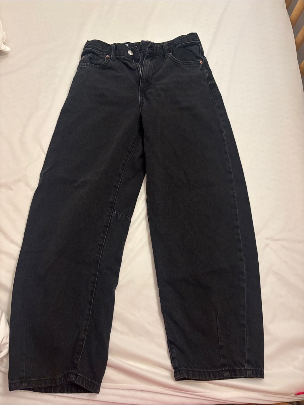 Girls Black denim barrel Leg Jeans